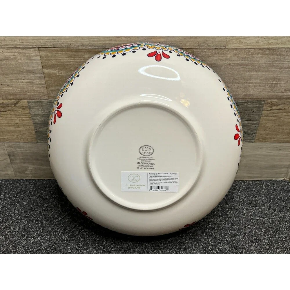 Dash of That - Ellie - Boho Style 11.75” Shallow Serving Bowl